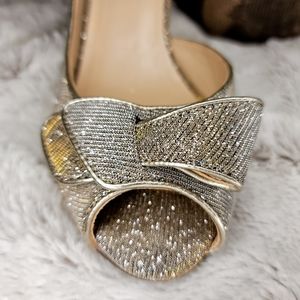 Kelly & Katie Gold Glitter Peeptoe Heels